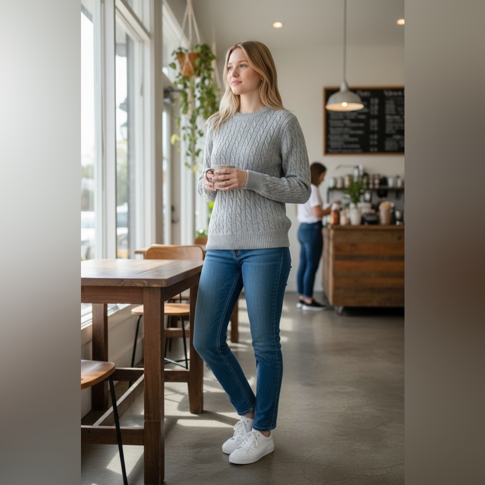 J. Crew Gray Cable Knit Sweater